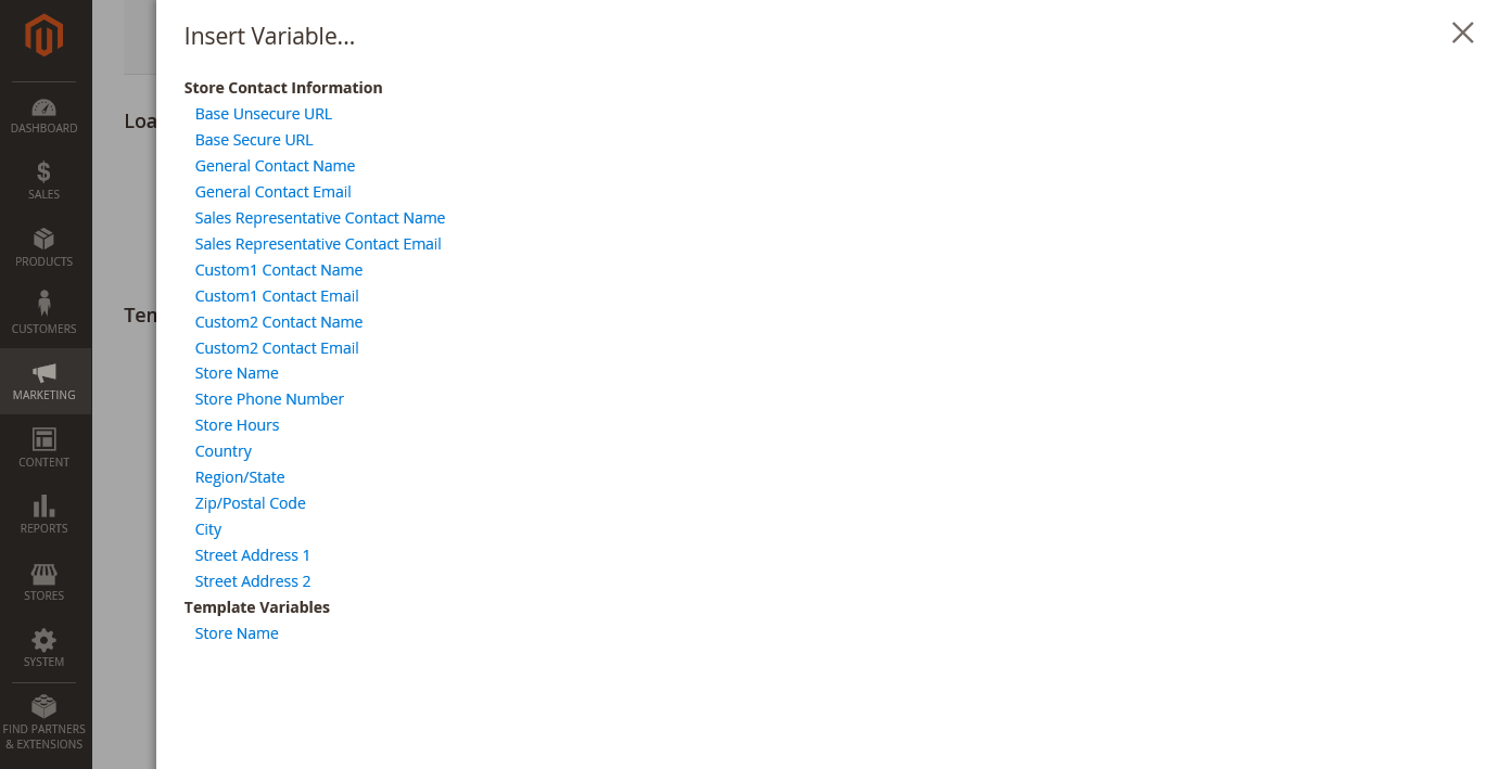Email template footer - insert variable