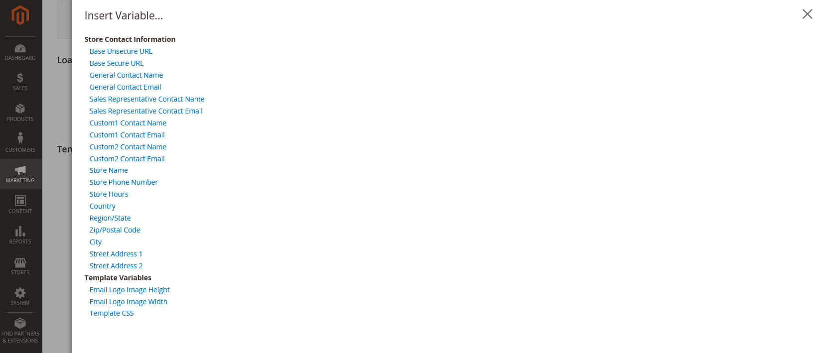 Header teamplate - Insert variable