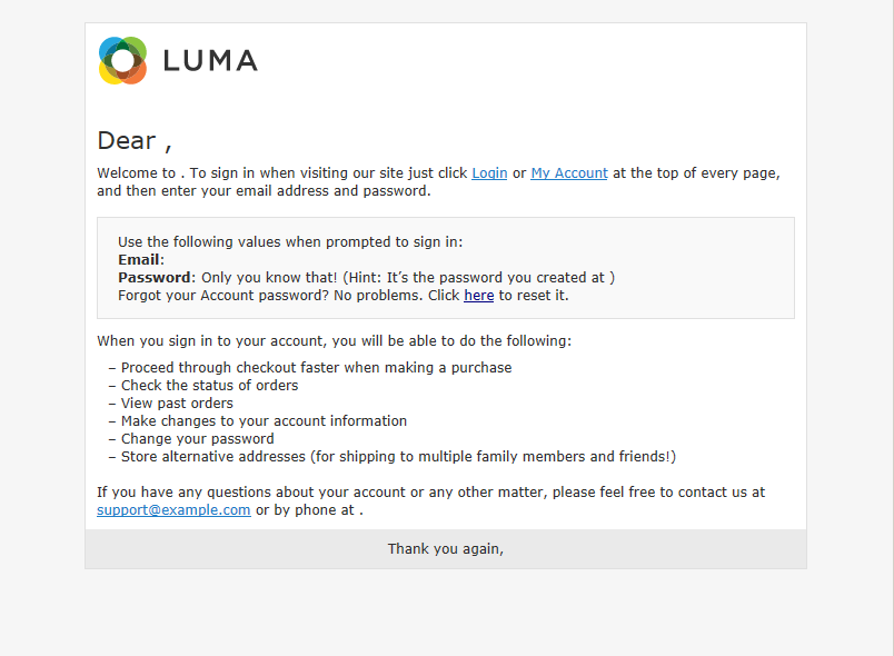 Example - welcome page