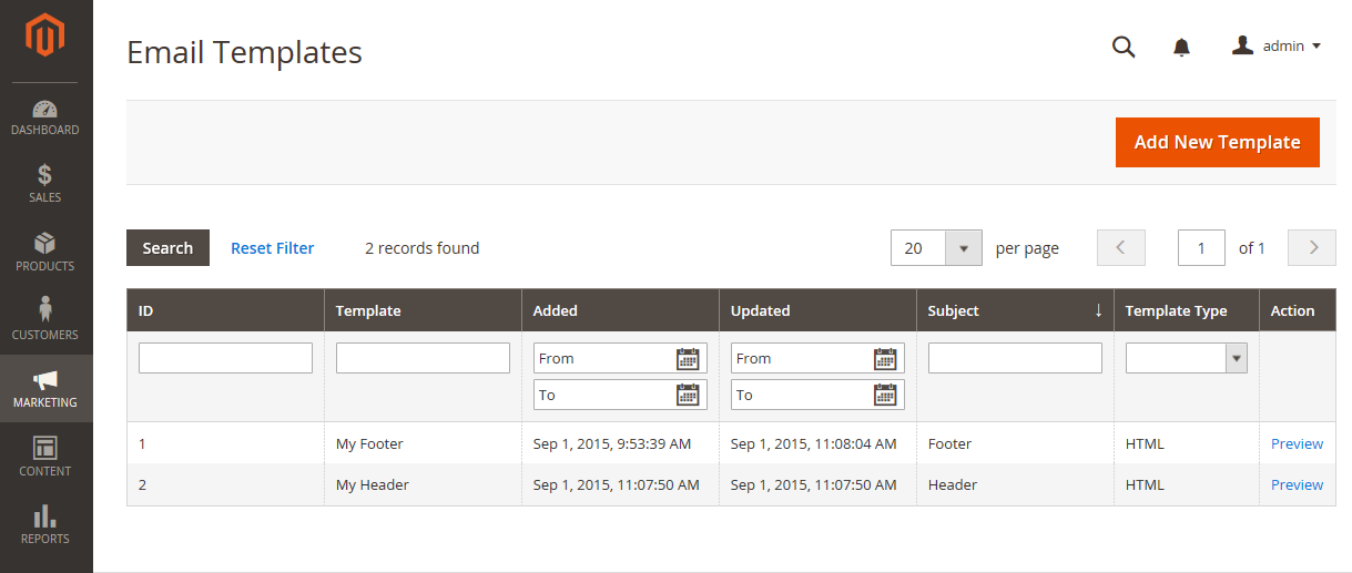 Email templates
