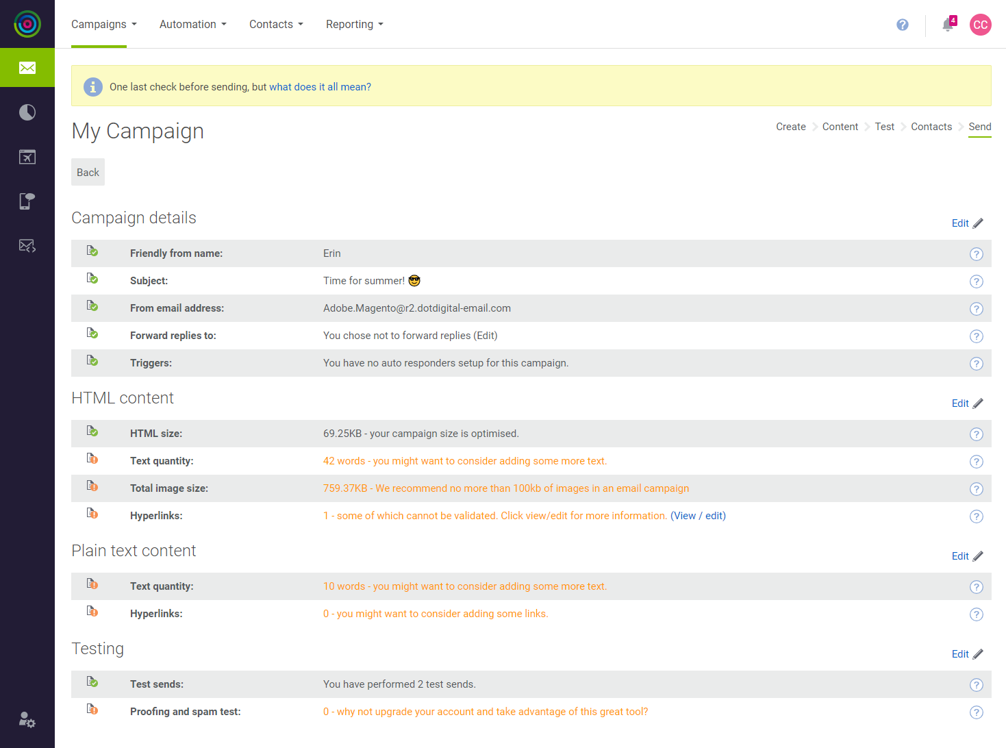 dotdigital - campaign summary report