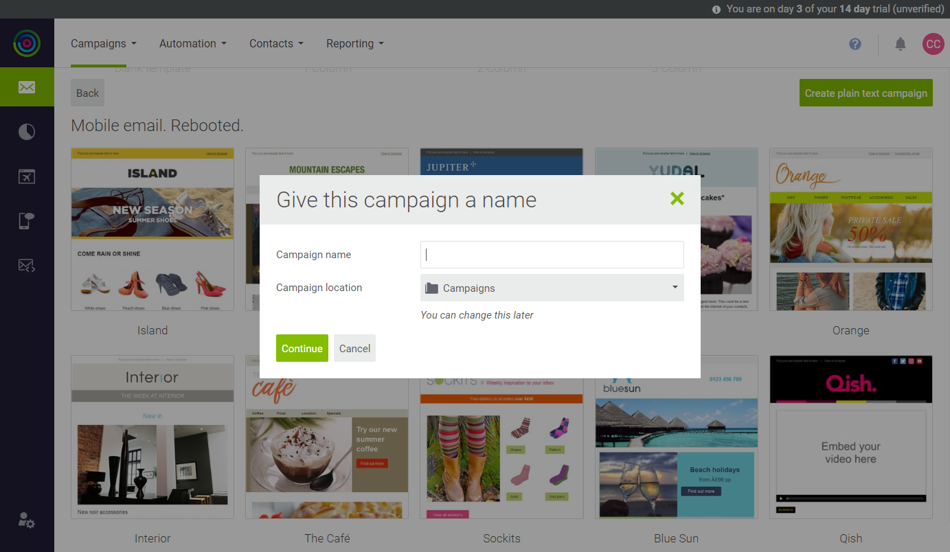 dotdigital - campaign name and location