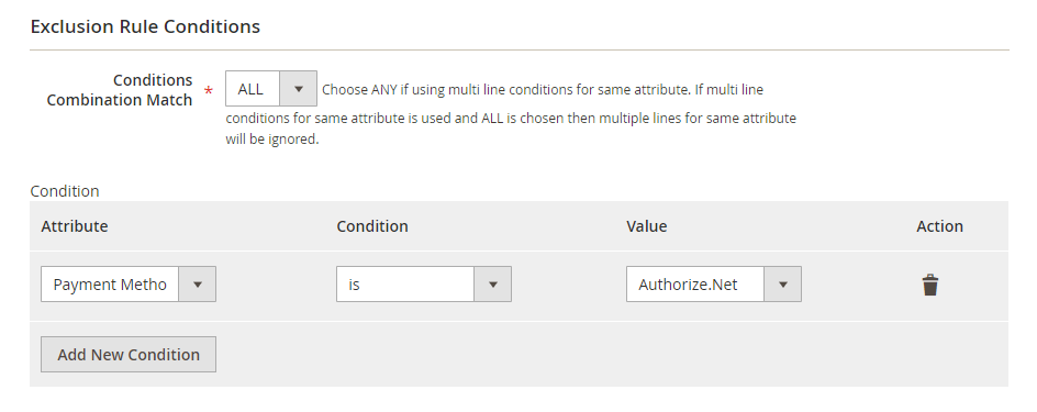 Exclusion rule - add new condition
