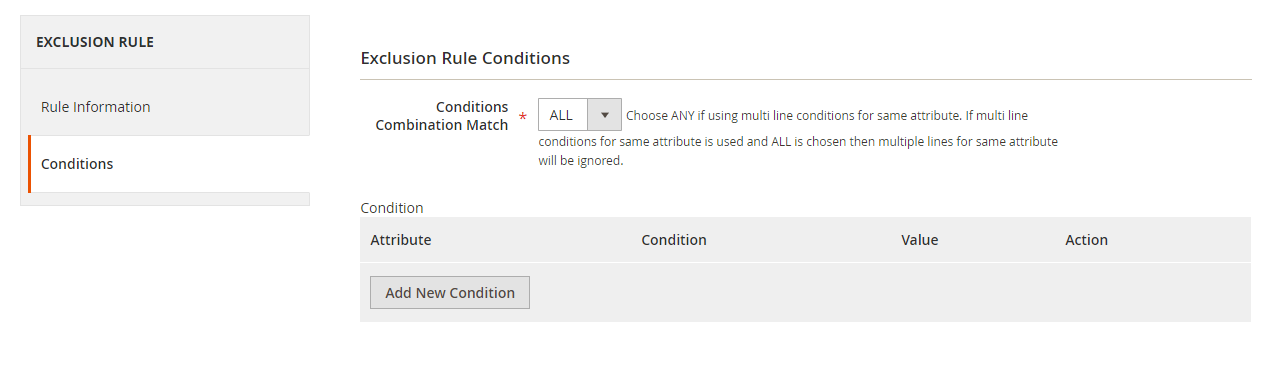 Exclusion rule conditions