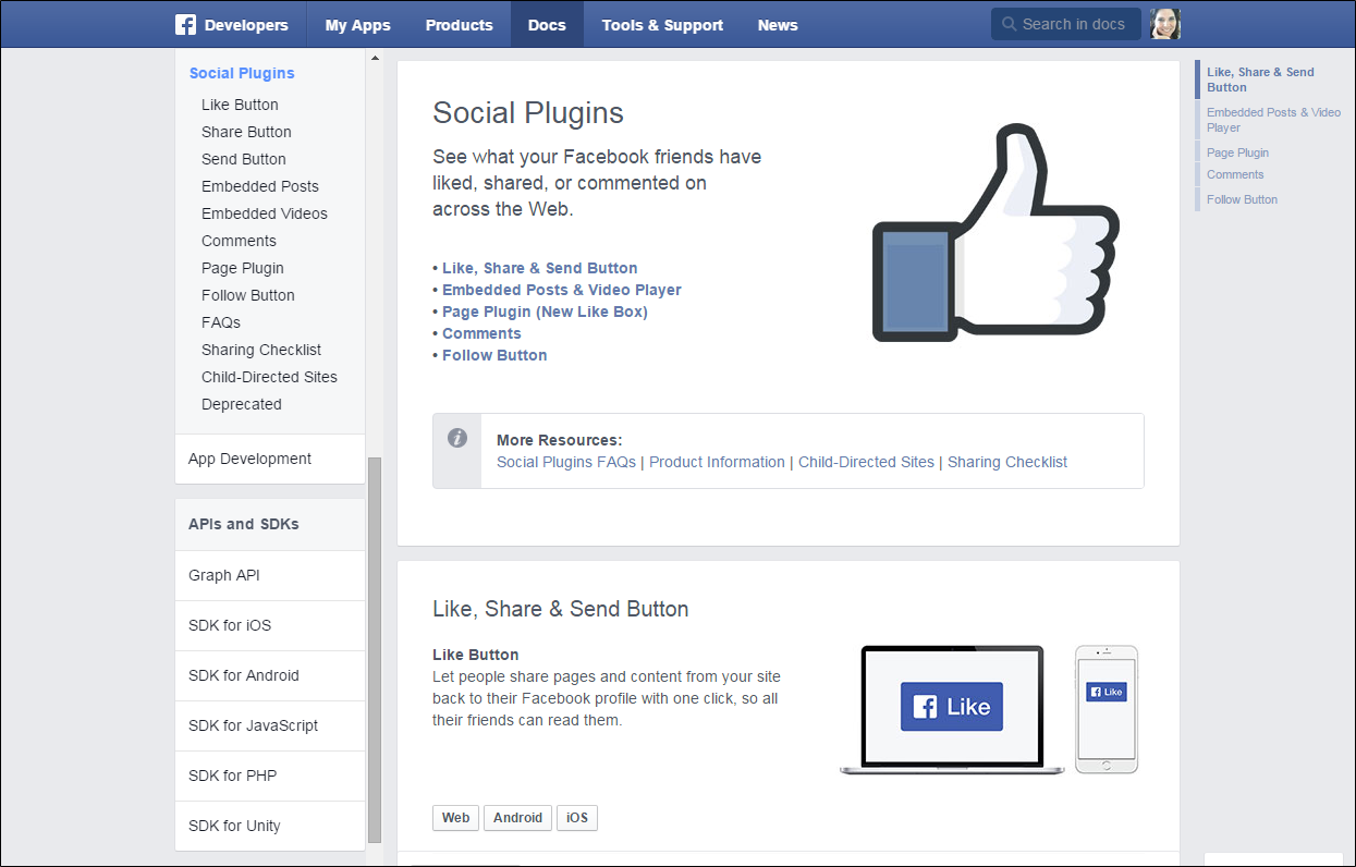 Facebook social plugins