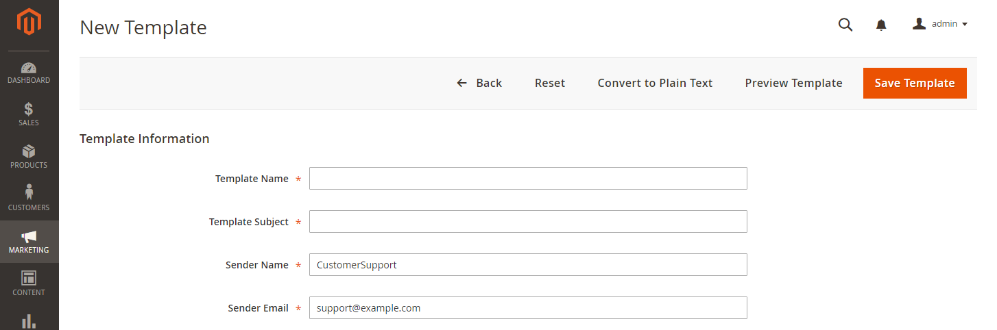 Newsletter template information