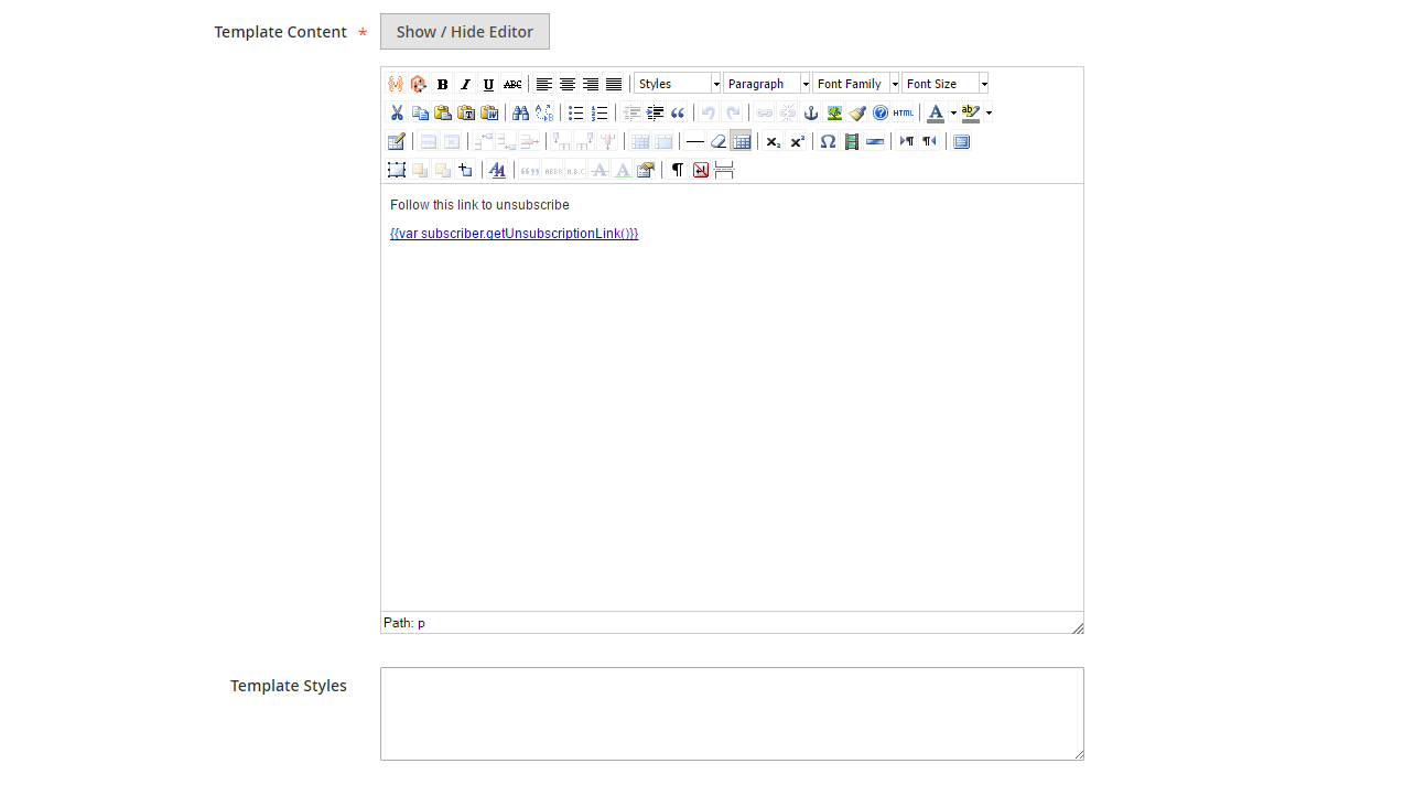 Newsletter template information