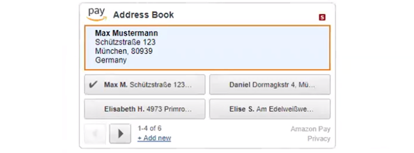 Amazon Pay Address Book