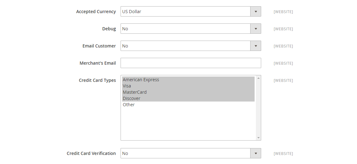 Authorize.nt Direct Post payment settings