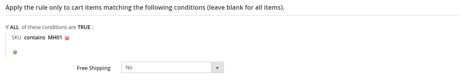 Cart price rule - condition for cart items