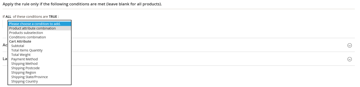 Cart price rule condition - product attribute combination