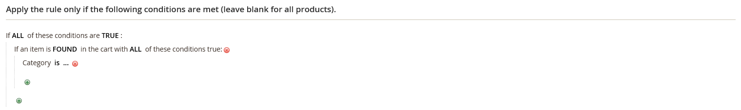 Cart price rule condition - category options