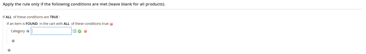 Cart price rule condition - category