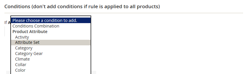 Catalog price rule - condition line 2