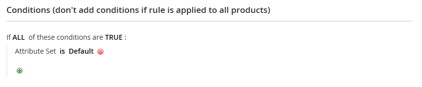 Catalog price rule - condition line 2