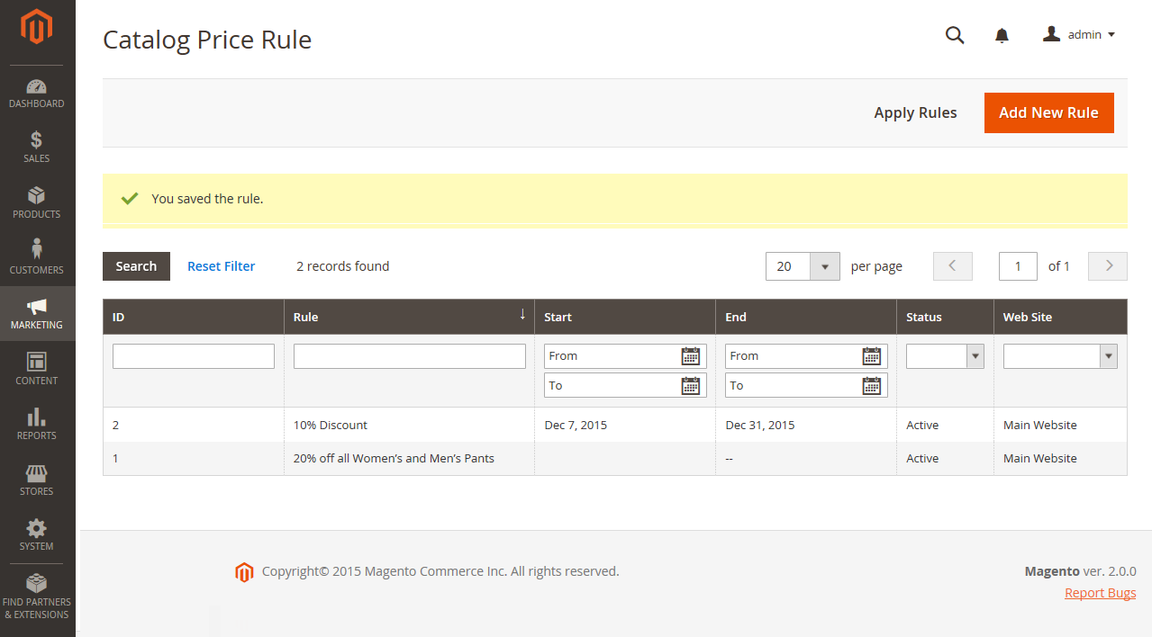 Catalog price rules - pricing structures