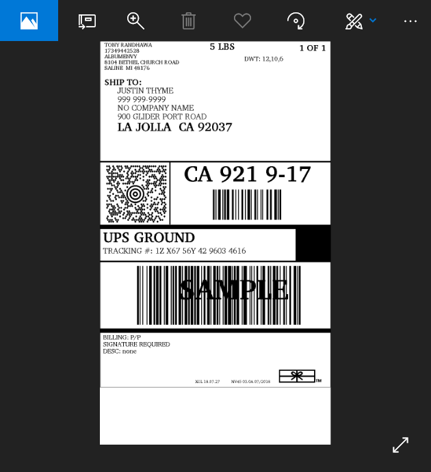The downloaded PNG file provides a printable shipping label