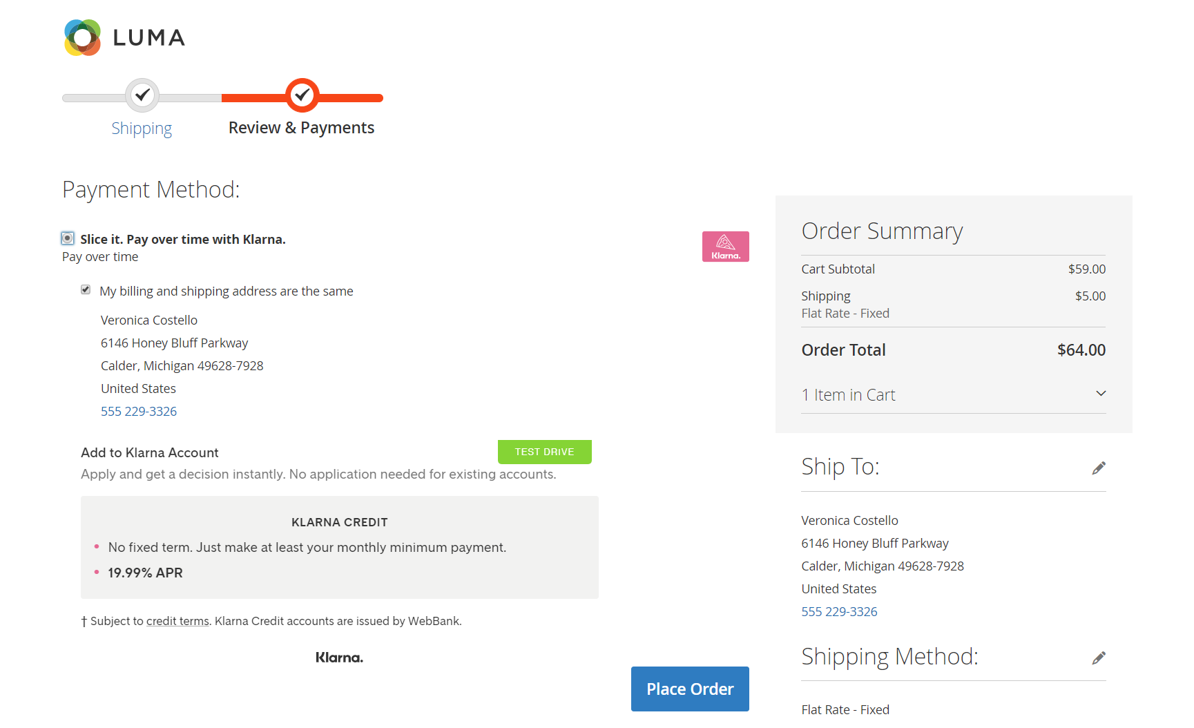 Pay over time with Klarna
