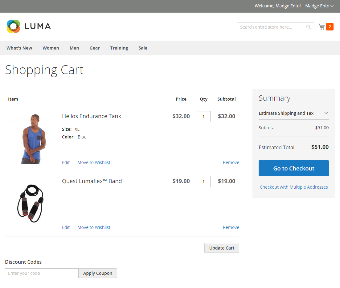 The shopping cart displays thumbnail images for each of the added products