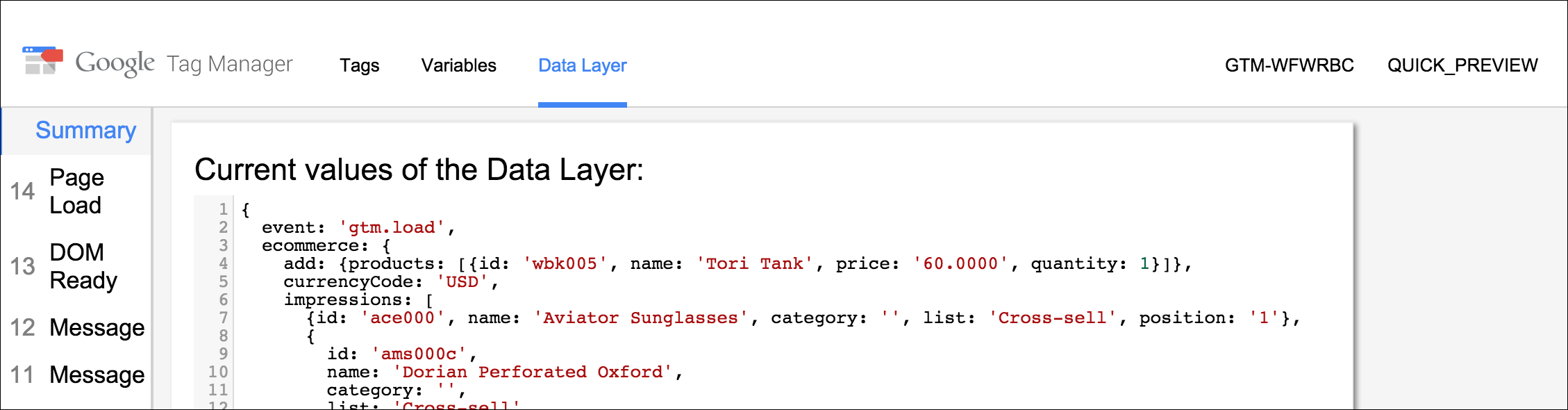 Google Tag Manager - data layer