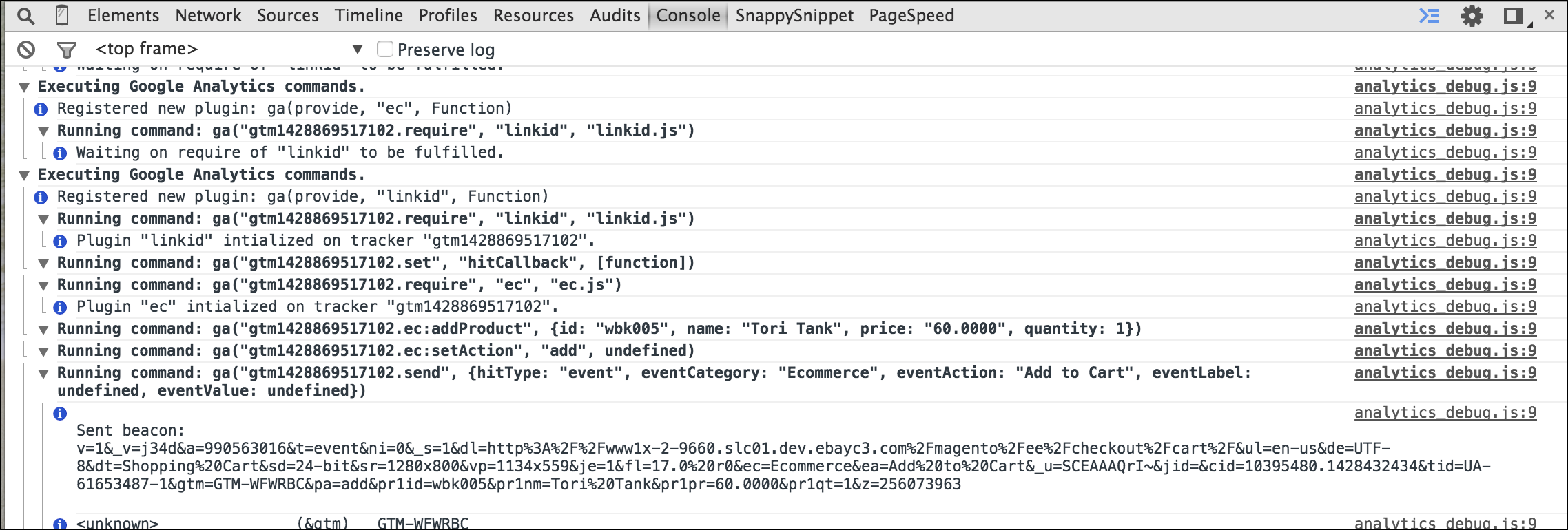 Google Tag Manager - data layer JavaScript console