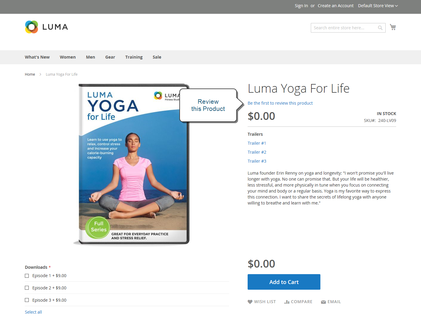Example storefront - Add Your Review