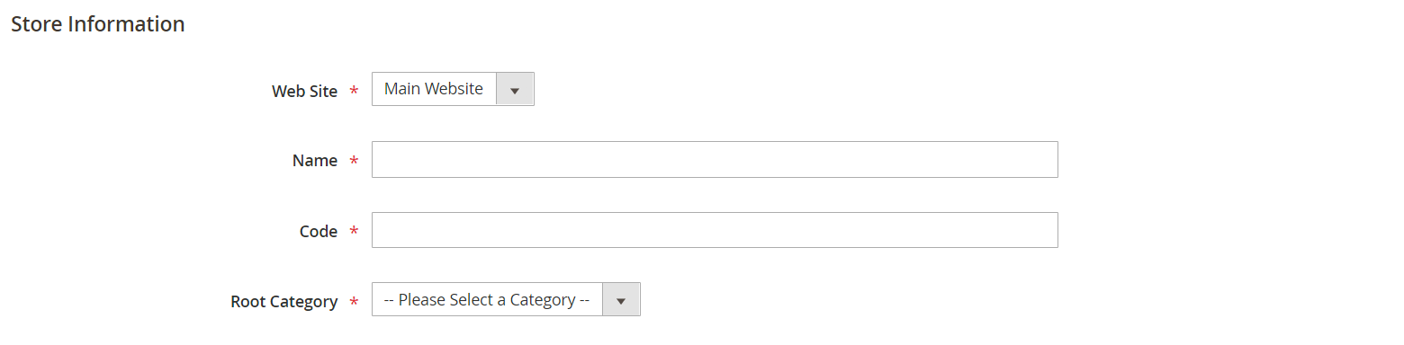 Create Store - store options