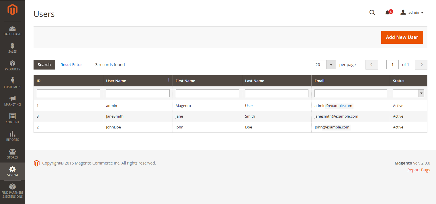 Magento Admin - all user accounts