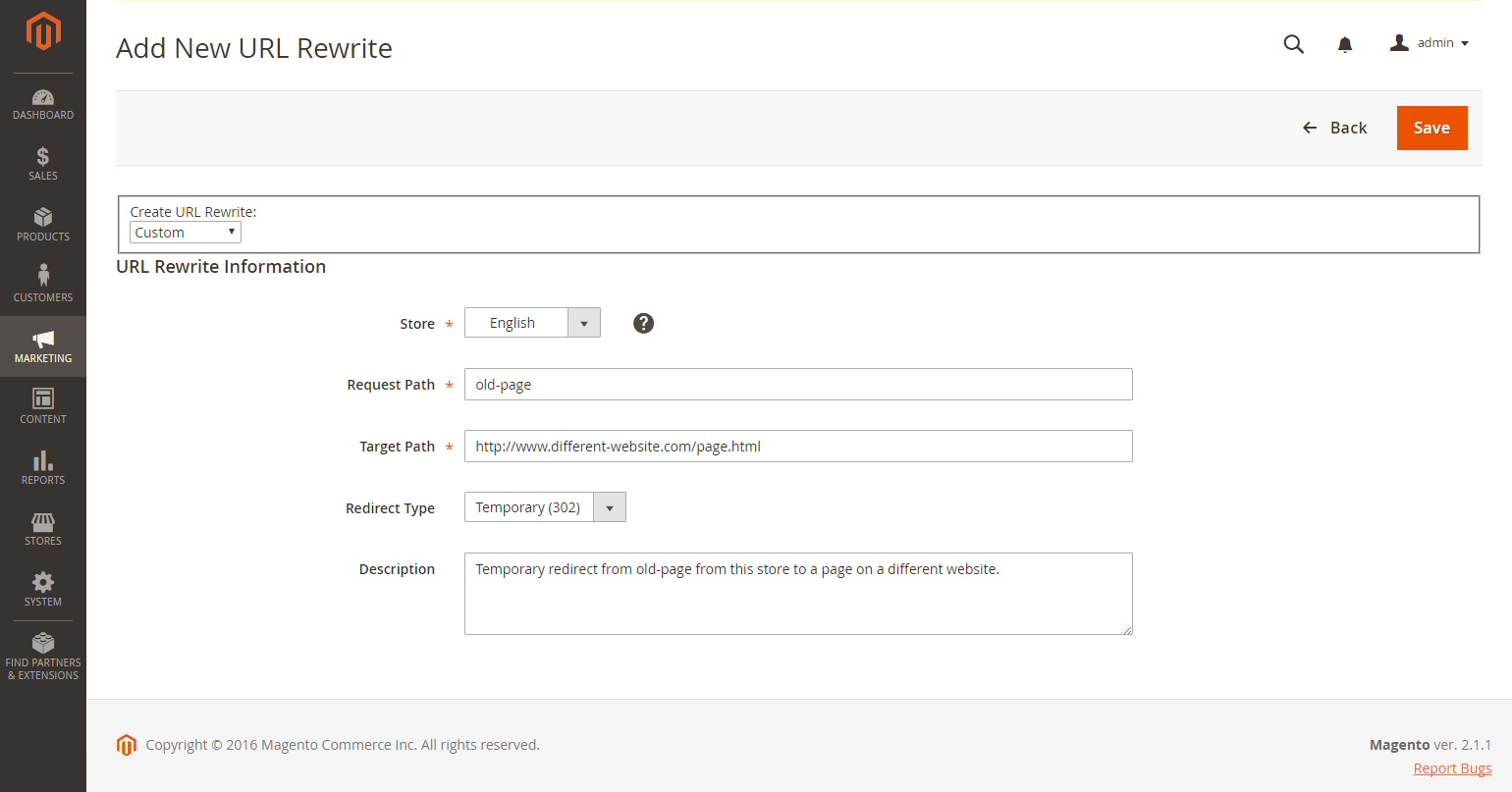 URL rewrite information