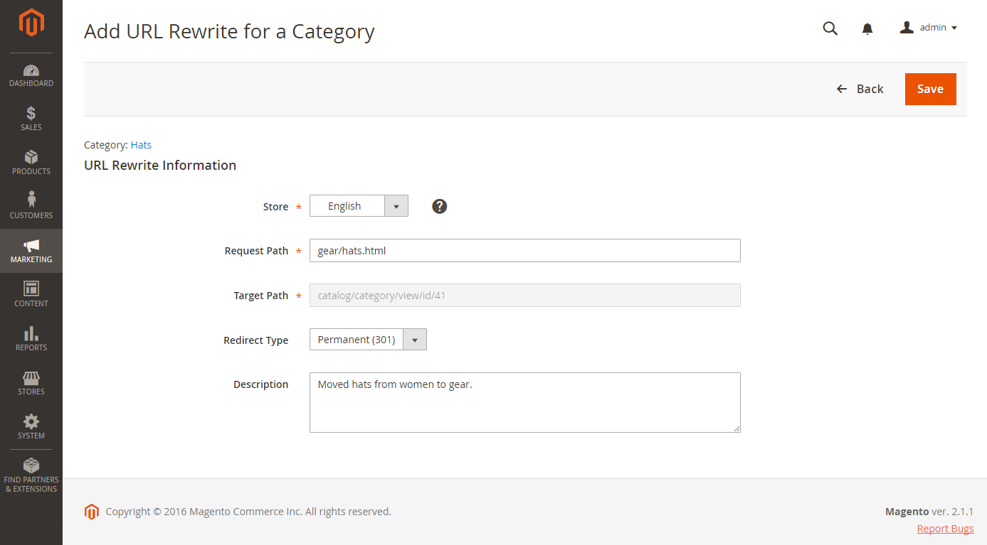Add URL rewrite for category