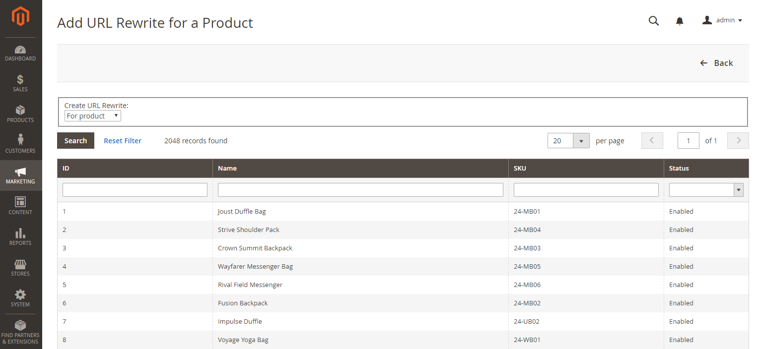 Product URL rewrite