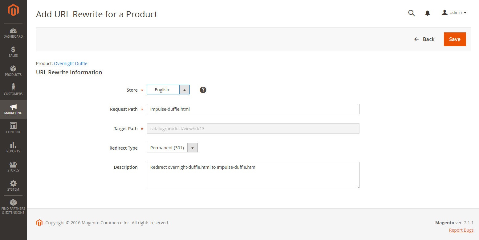 Product URL rewrite - information