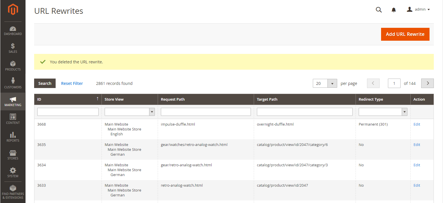 Product URL rewrite - saved