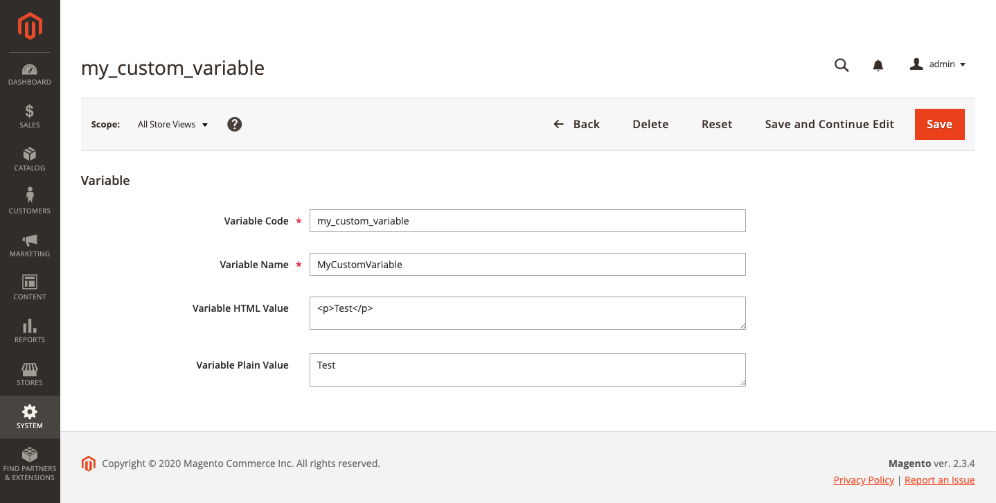 New custom variable