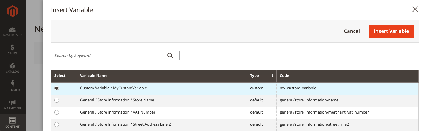 New custom variable