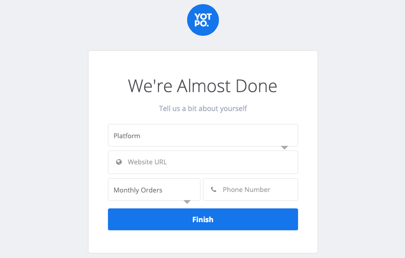 Yotpo - finish account creation