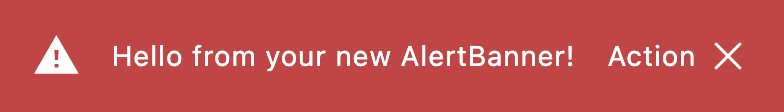 The SDK AlertBanner showing a notification message with an action button.