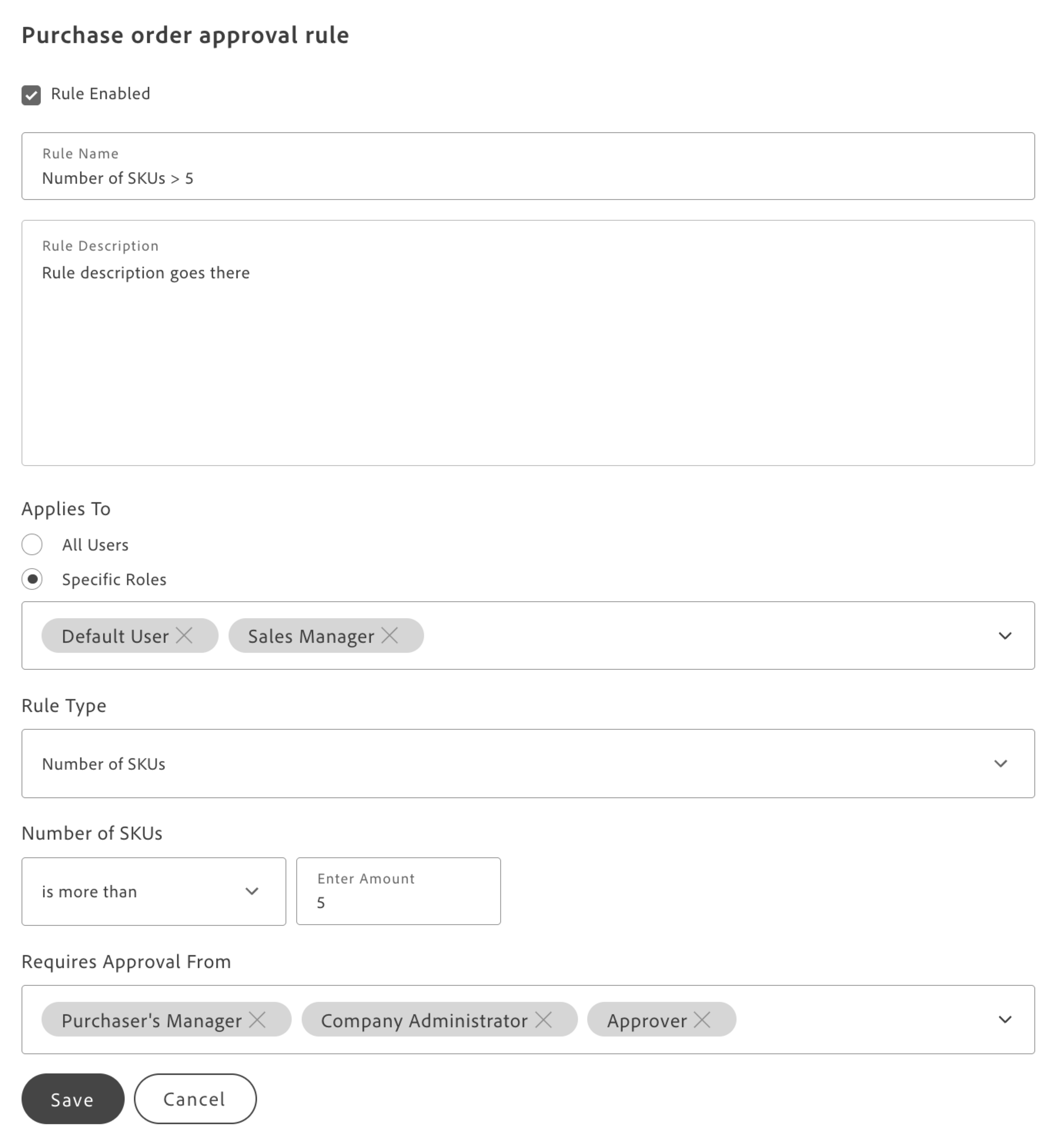 ApprovalRuleForm container