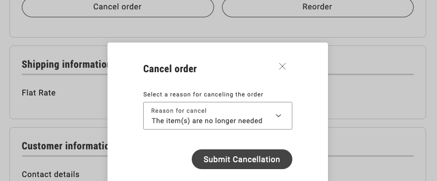 Order cancellation form