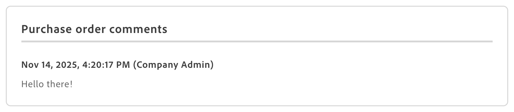 PurchaseOrderCommentsList container