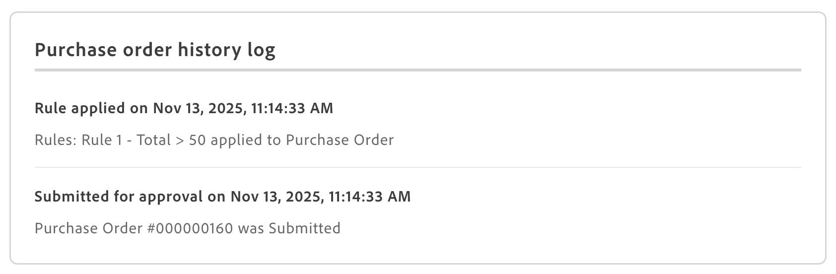 PurchaseOrderHistoryLog container