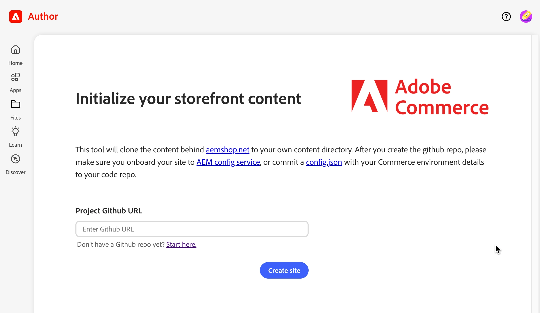 Initialize your storefront content