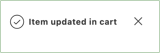 The SDK InLineAlert showing a success notification with a heading, icon, and dismiss button.