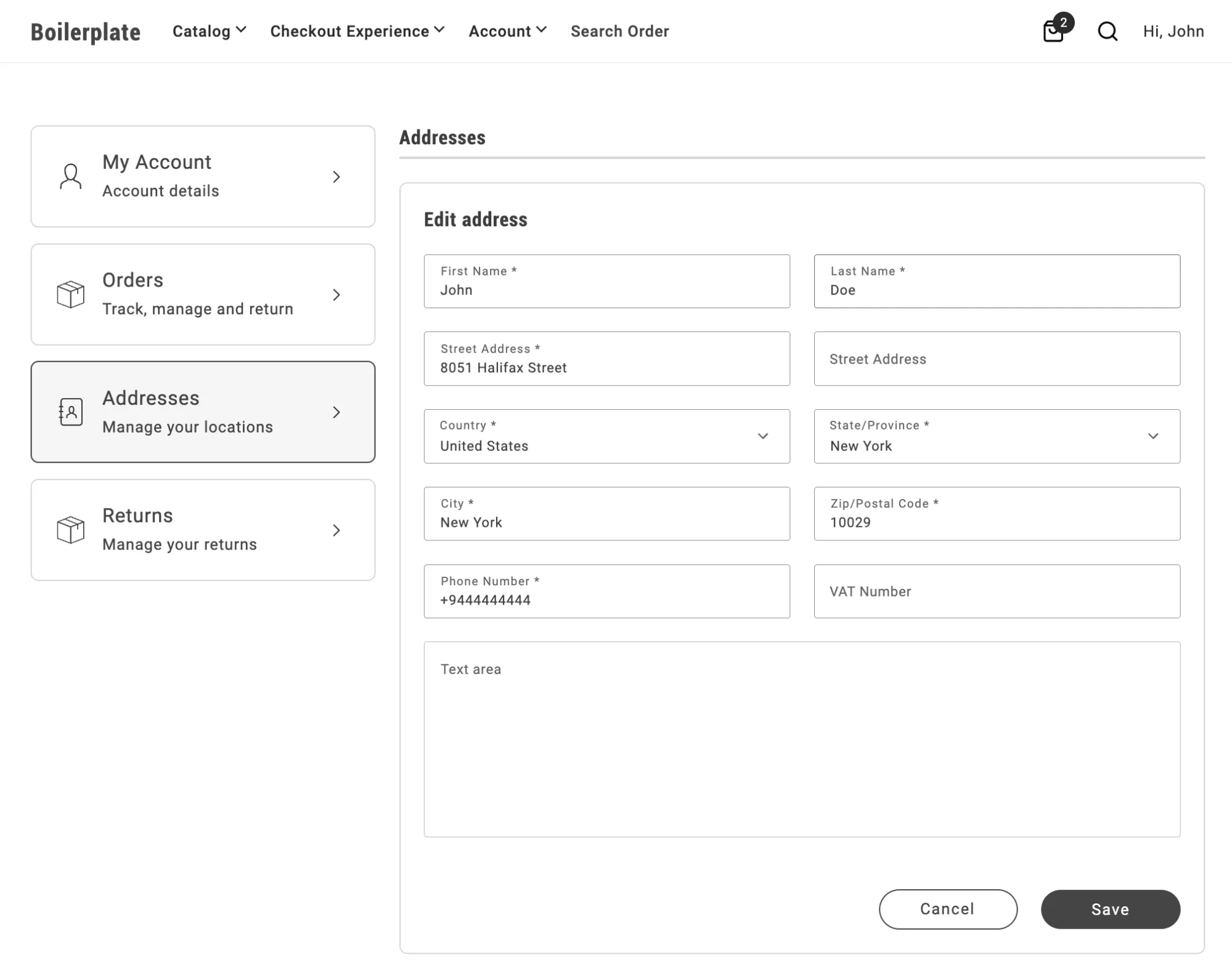 Two column layout with full width text box