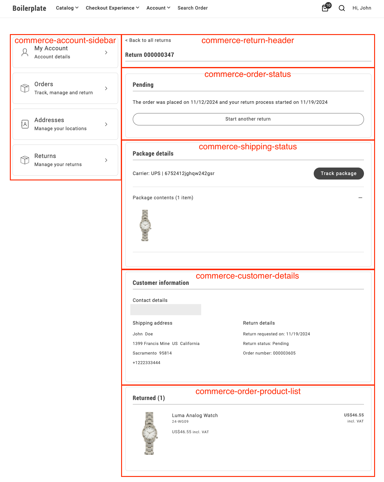 Order details containers