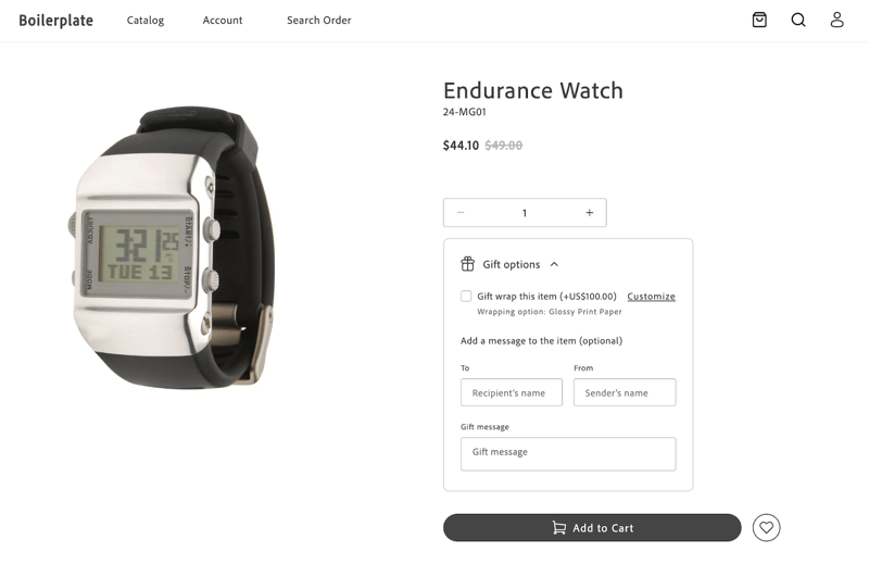Default GiftOption  container