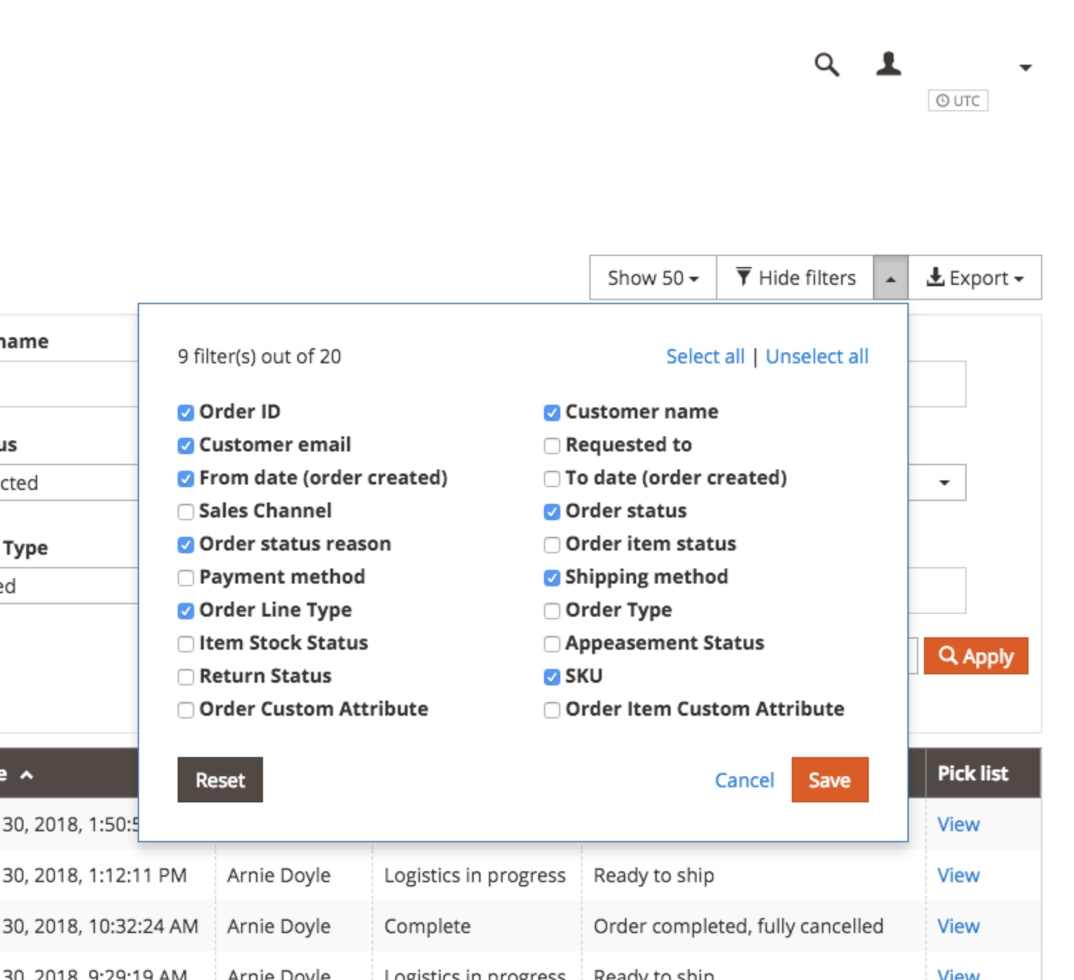 Enable custom attribute filter