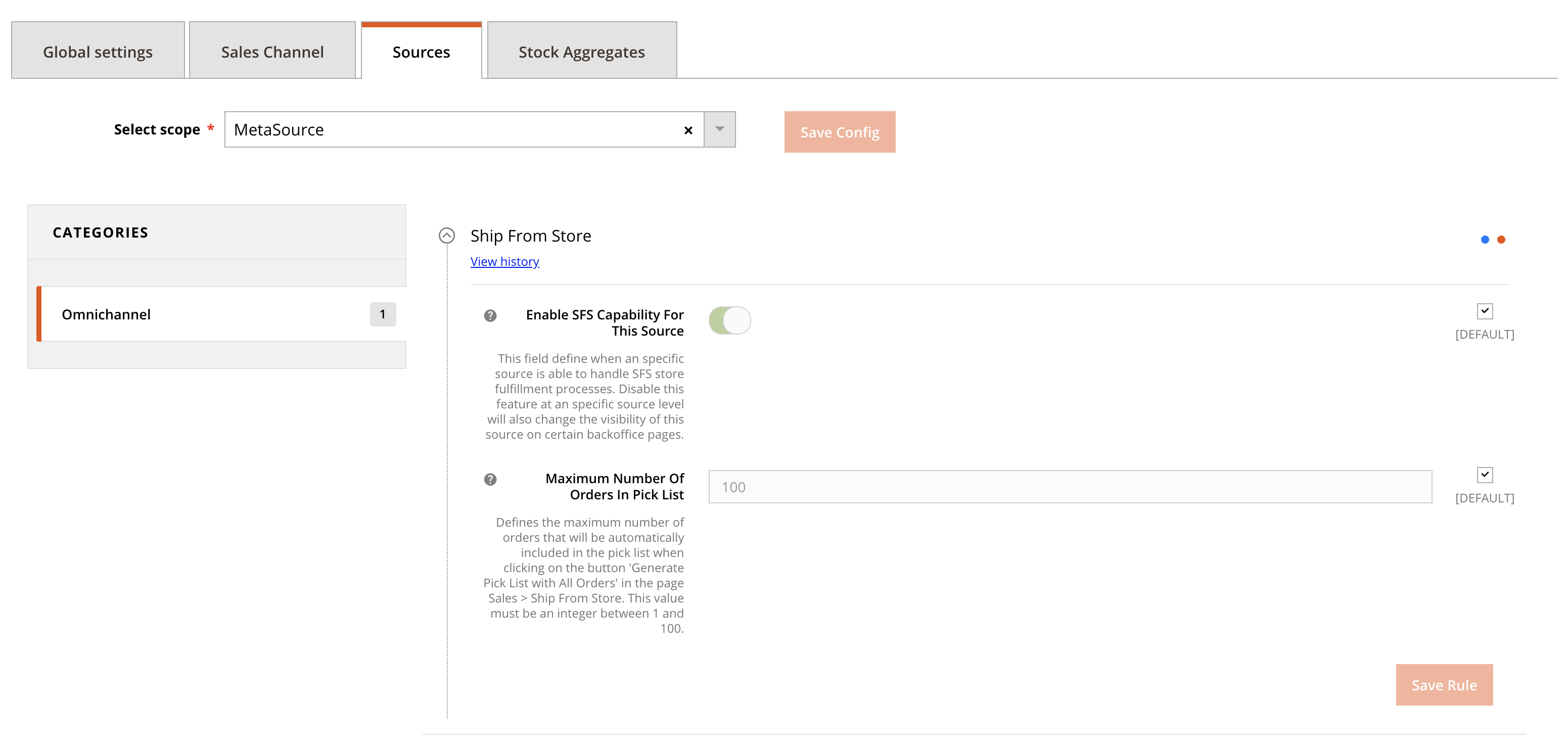 Config in SI Portal