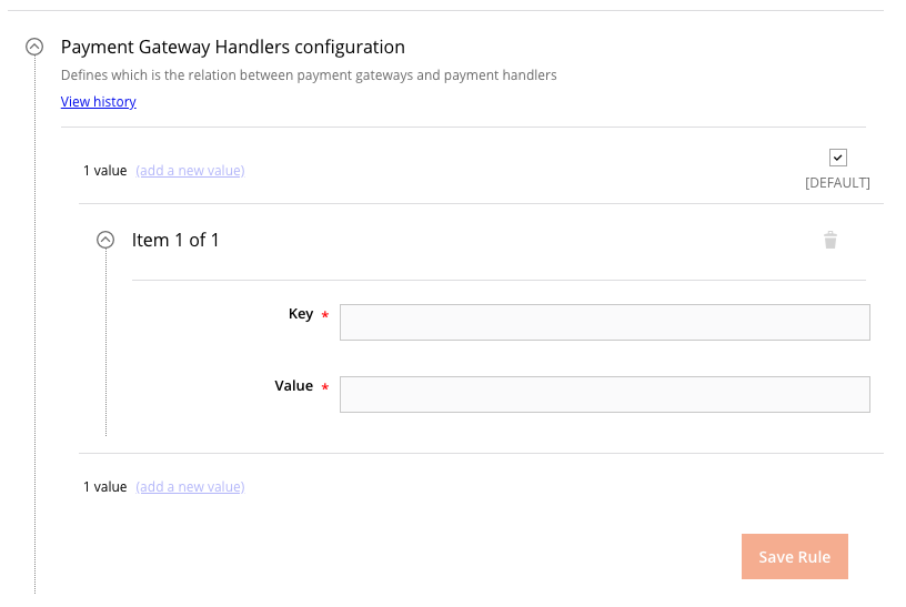 Payments > Payment gateway handlers configuration