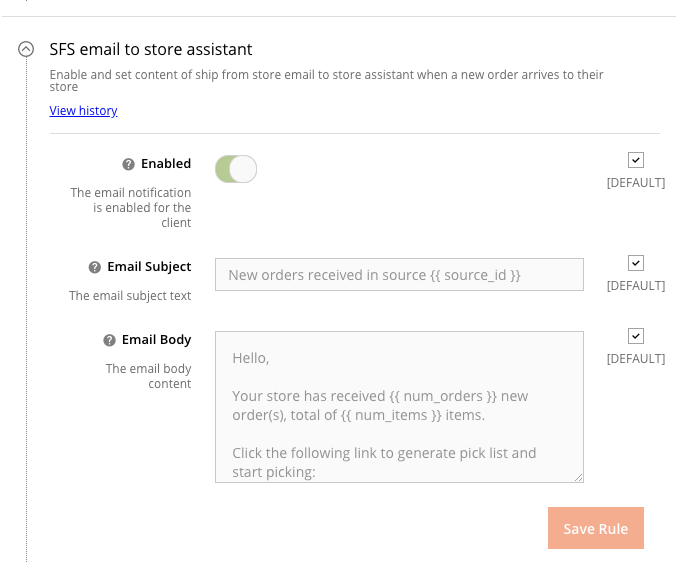 Omnichannel > SFS email to store assistant